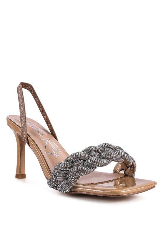 Rag Company Latte / 5 HIGH SOCIAL DIAMANTE BRAIDED TRAP SANDALS