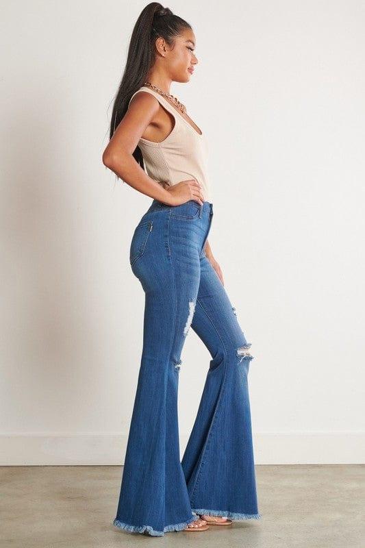 Vibrant M.i.U HIGH WAISTED DISTRESSED FLARE