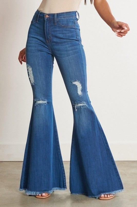 Vibrant M.i.U HIGH WAISTED DISTRESSED FLARE