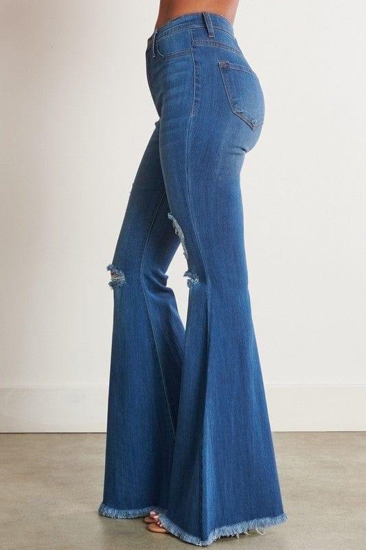 Vibrant M.i.U HIGH WAISTED DISTRESSED FLARE