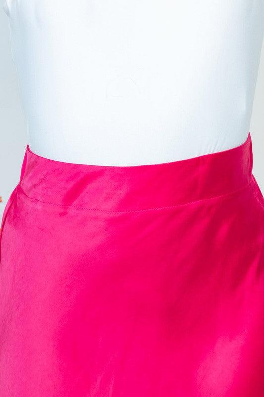 High Waisted Solid Woven Skirt - SAVLUXE
