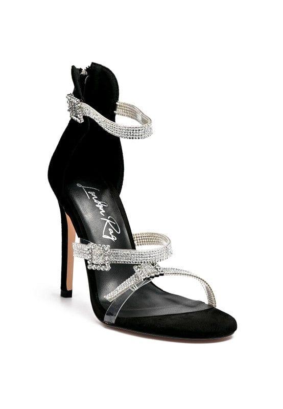 Rag Company Black / 5 INES BLING STRAP HIGH HEEL SANDALS