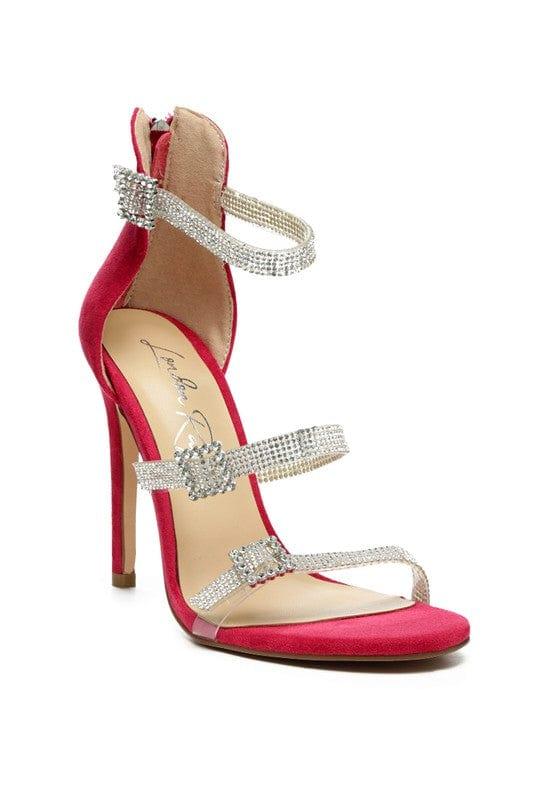 Rag Company Red / 5 INES BLING STRAP HIGH HEEL SANDALS