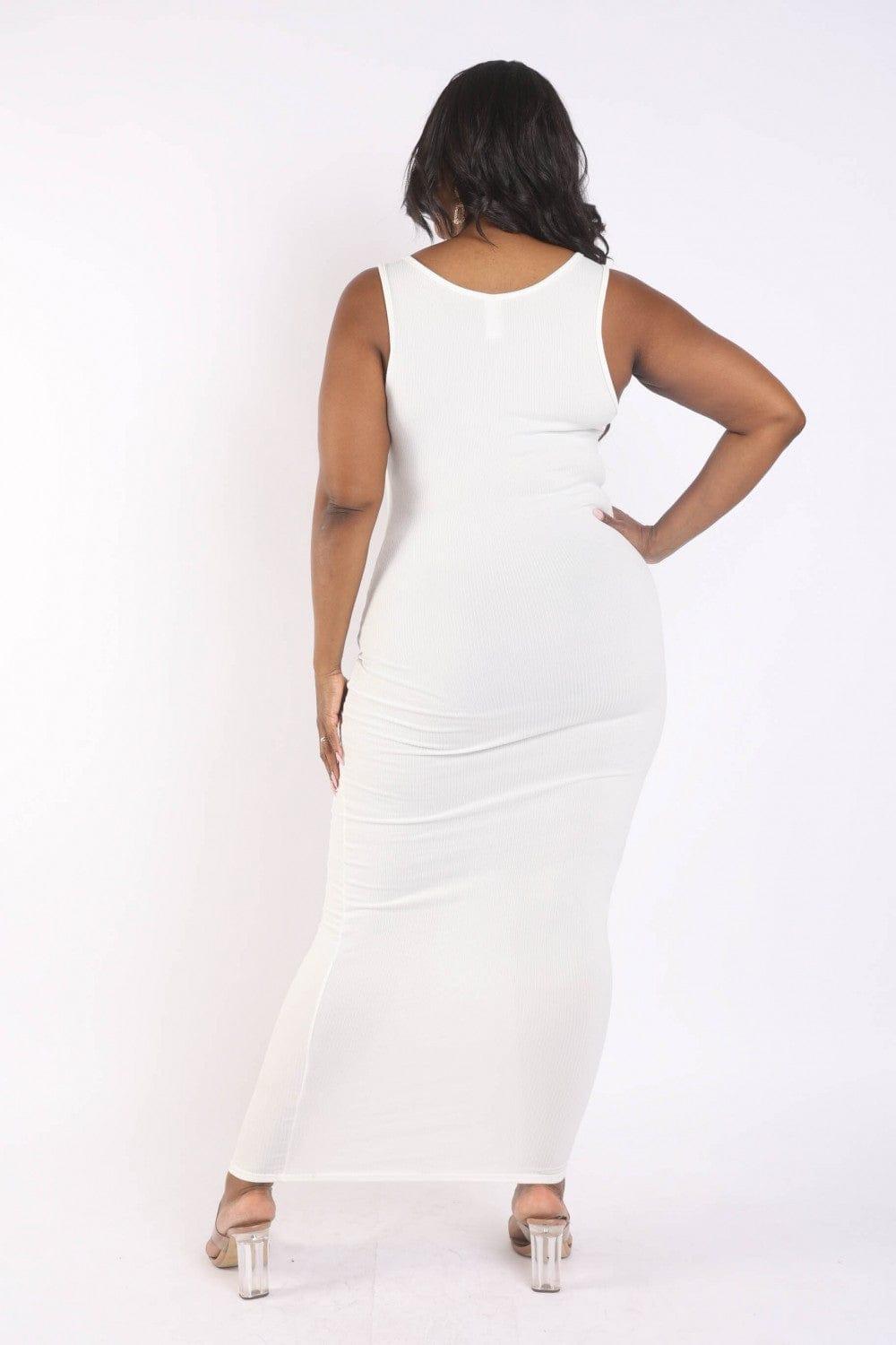 SAVLUXE Ivory Plus Size Tank Maxi Dress