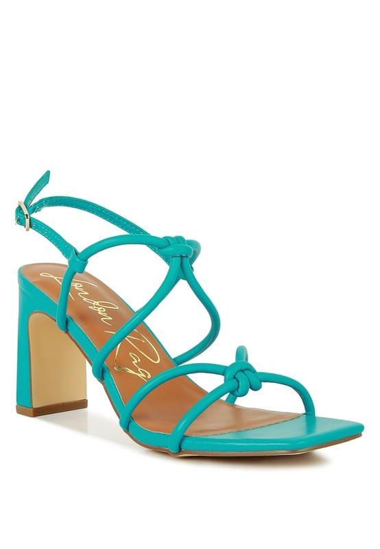 Rag Company TEAL / 5 KRALOR KNOTTED STRAP MID HEEL SANDAL