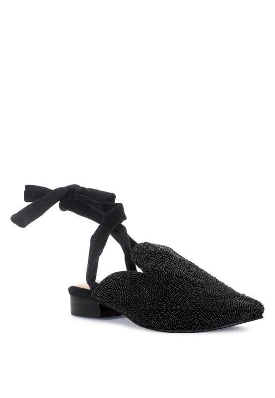 Rag Company Black / 5 KUBA AFRICAN INTRICATE EMBROIDERY BLACK MULES