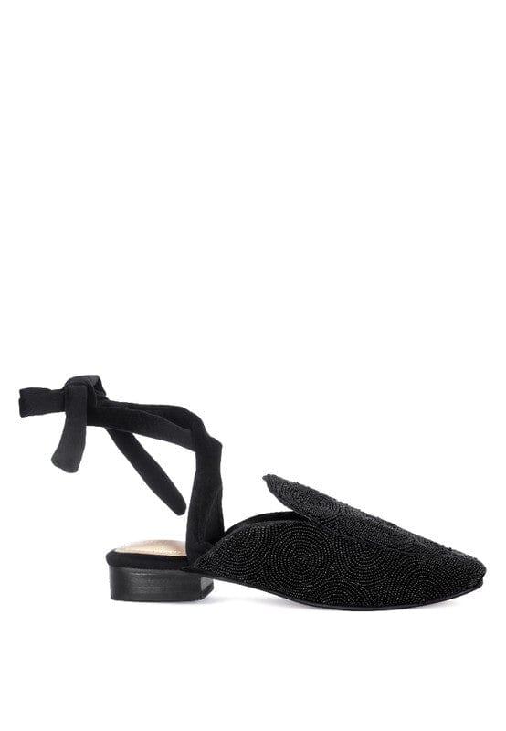 Rag Company KUBA AFRICAN INTRICATE EMBROIDERY BLACK MULES