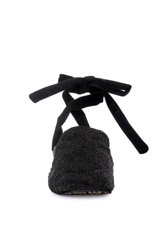 Rag Company KUBA AFRICAN INTRICATE EMBROIDERY BLACK MULES