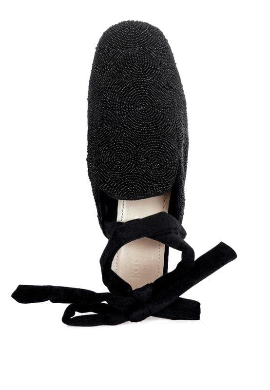 Rag Company KUBA AFRICAN INTRICATE EMBROIDERY BLACK MULES