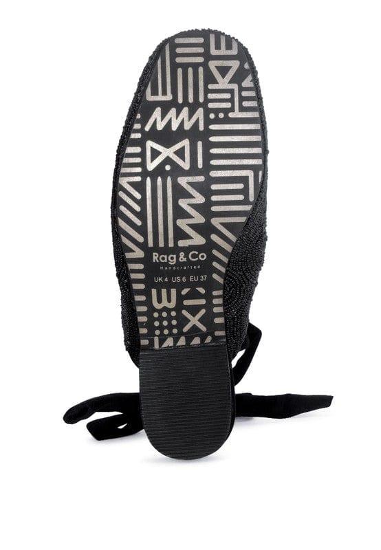 Rag Company KUBA AFRICAN INTRICATE EMBROIDERY BLACK MULES