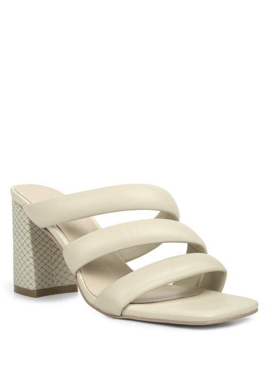 Rag Company Off White / 5 Kywe Textured Heel Chunky Strap Sandals