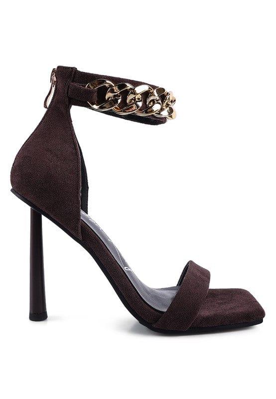 Rag Company LAST SIP HEELED FAUX SUEDE CHAIN STRAP SANDAL
