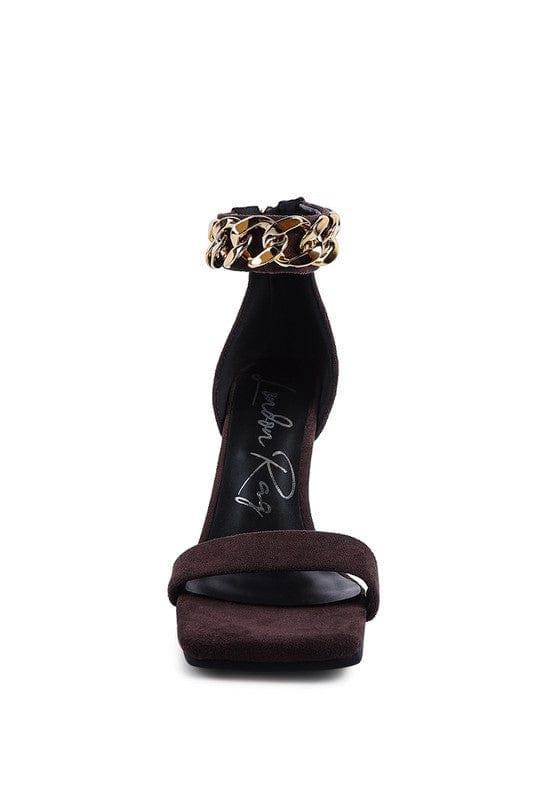 Rag Company LAST SIP HEELED FAUX SUEDE CHAIN STRAP SANDAL