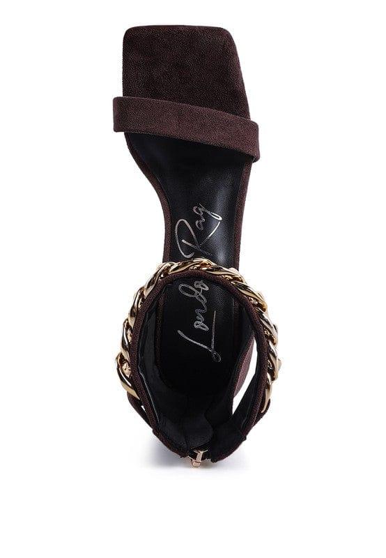 Rag Company LAST SIP HEELED FAUX SUEDE CHAIN STRAP SANDAL