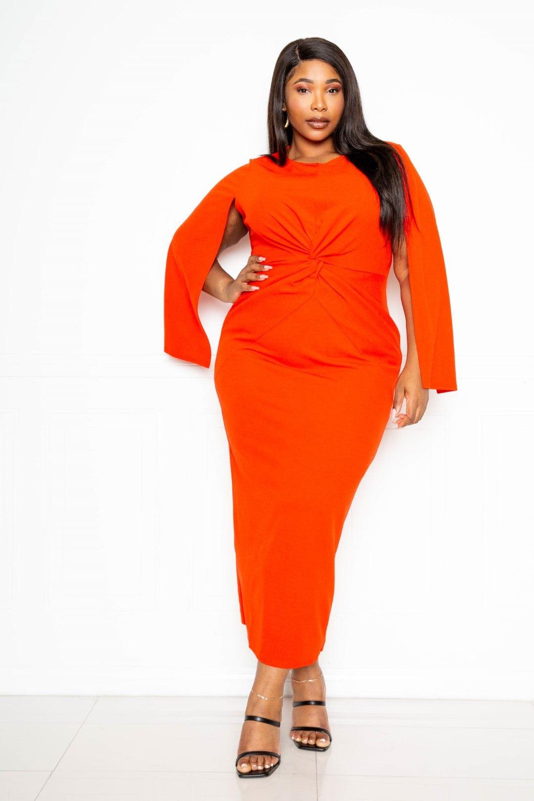 SAVLUXE Default Livia Cape Sleeve Dress With Knot Detail