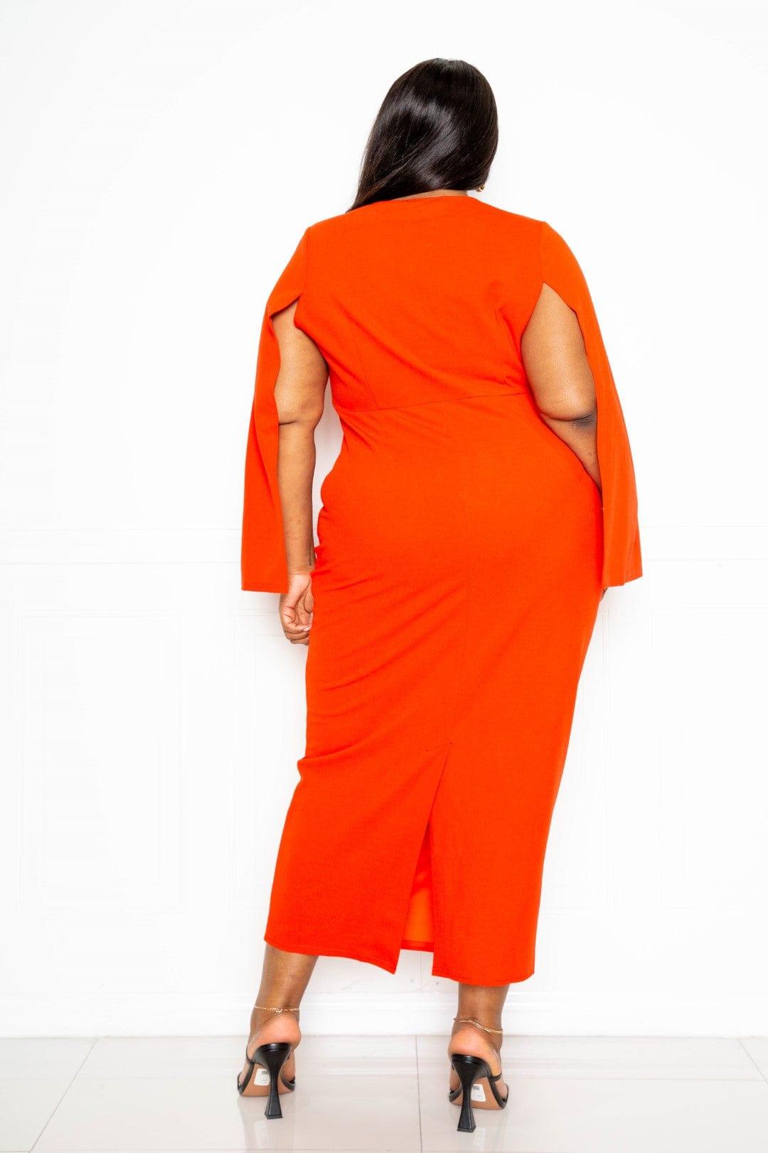 SAVLUXE Default Livia Cape Sleeve Dress With Knot Detail
