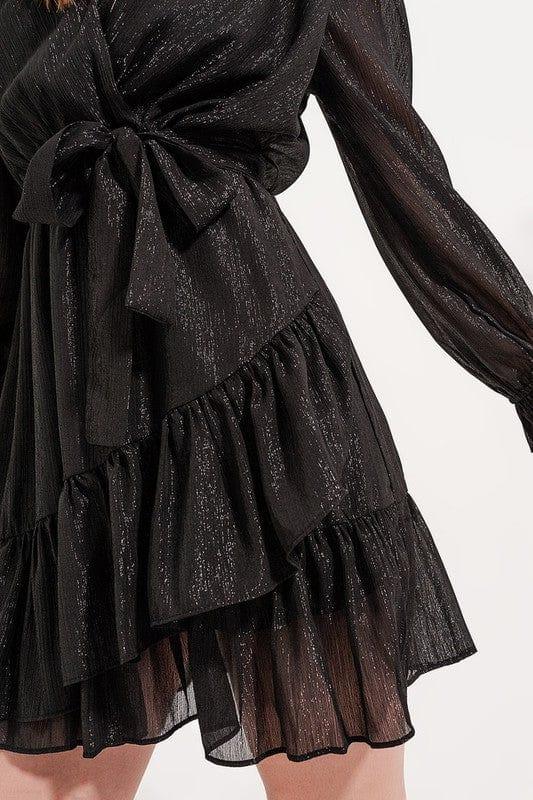 Q2 MINI DRESS WITH FLIPPY HEM IN BLACK