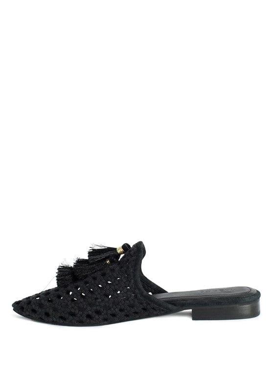 Rag Company MIRIAM Woven Metallic Tassel Flat Mules