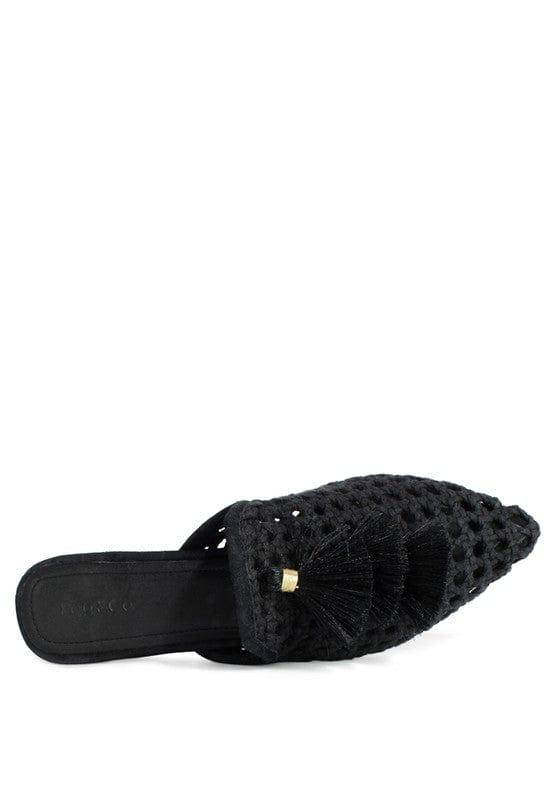Rag Company MIRIAM Woven Metallic Tassel Flat Mules