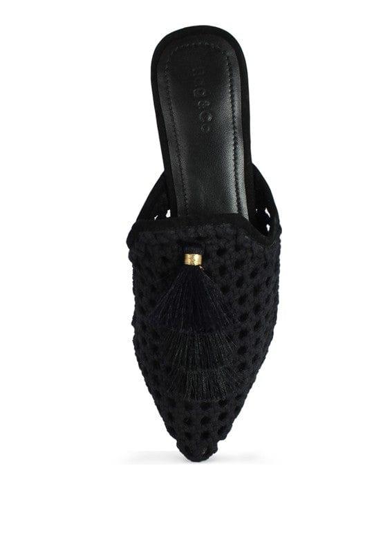 Rag Company MIRIAM Woven Metallic Tassel Flat Mules