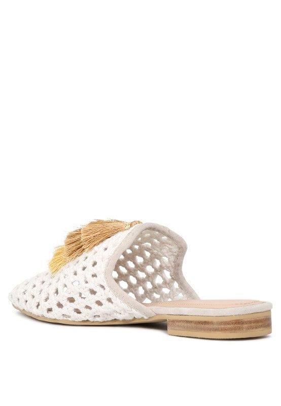 Rag Company MIRIAM Woven Metallic Tassel Flat Mules