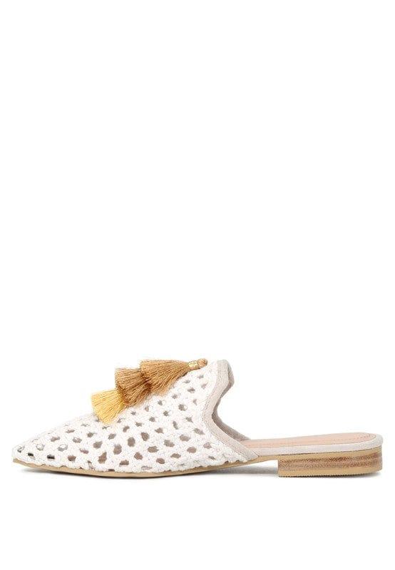 Rag Company MIRIAM Woven Metallic Tassel Flat Mules