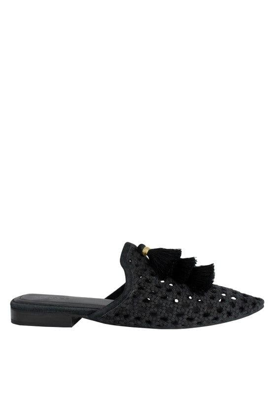 Rag Company MIRIAM Woven Metallic Tassel Flat Mules