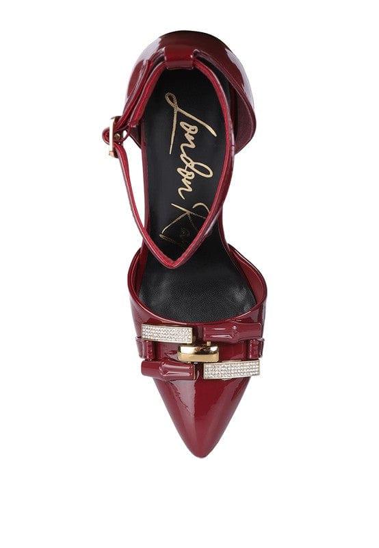 Rag Company Mocktail Diamante Buckle Patent Stiletto Sandals
