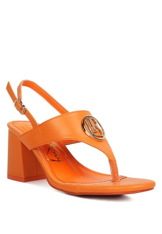 Rag Company Orange / 5 Monde Block Heel Thong Sandals