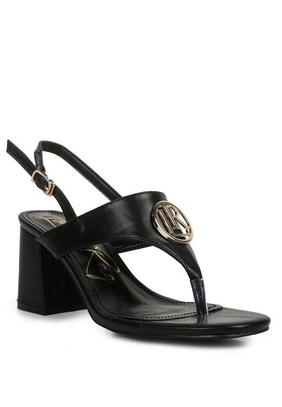 Rag Company Black / 5 Monde Block Heel Thong Sandals