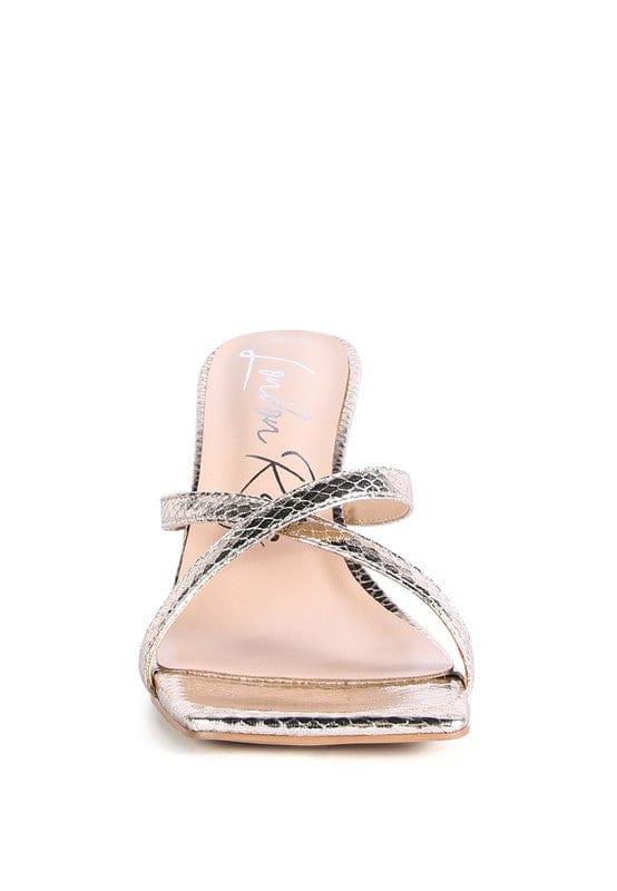 Rag Company MURIEL CROC CROSS STRAP SLIDER SANDALS