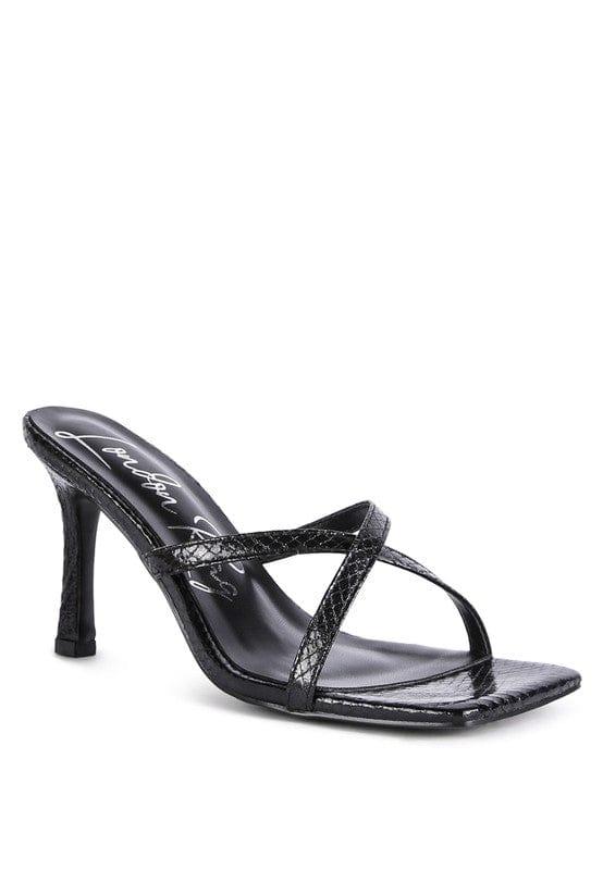Rag Company Black / 5 MURIEL CROC CROSS STRAP SLIDER SANDALS