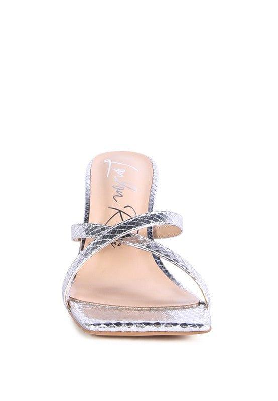 Rag Company MURIEL CROC CROSS STRAP SLIDER SANDALS