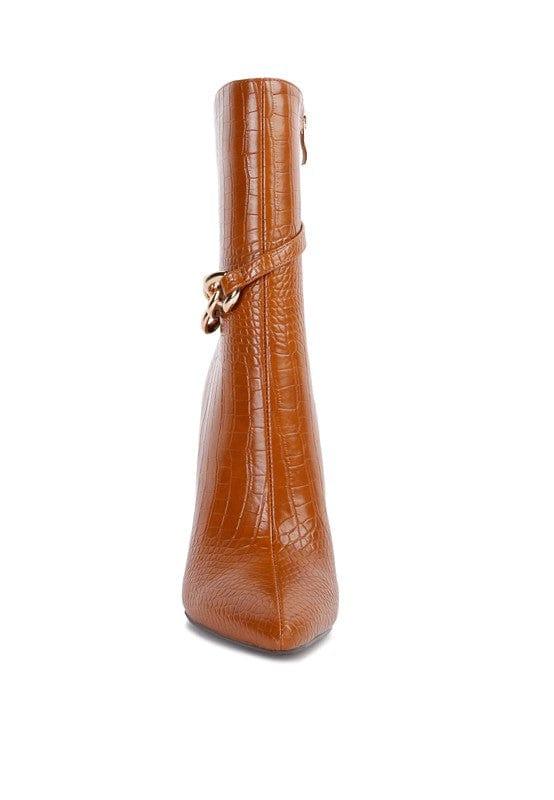 Rag Company Nicole Croc Patterned High Heeled Ankle Boots