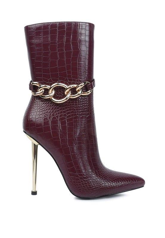 Rag Company Nicole Croc Patterned High Heeled Ankle Boots