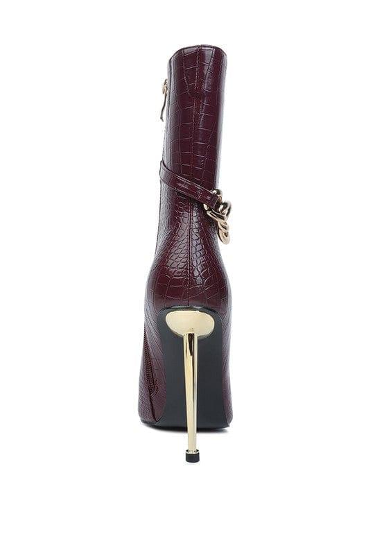 Rag Company Nicole Croc Patterned High Heeled Ankle Boots