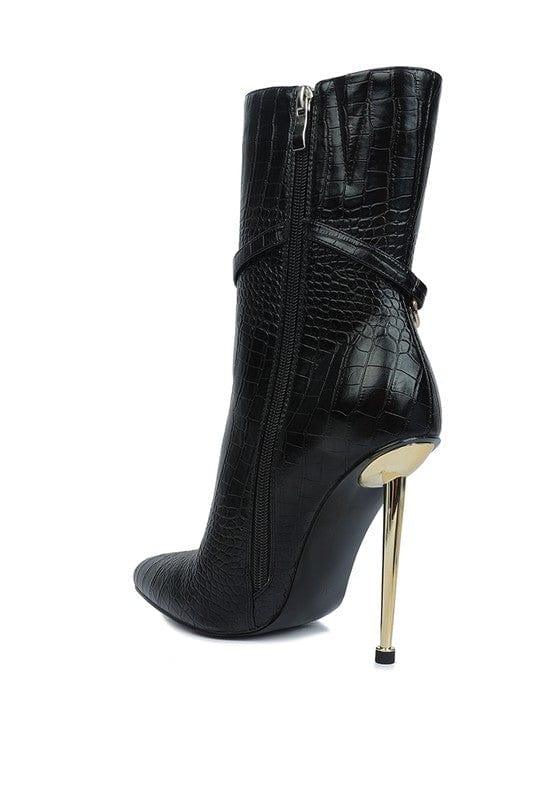 Rag Company Nicole Croc Patterned High Heeled Ankle Boots