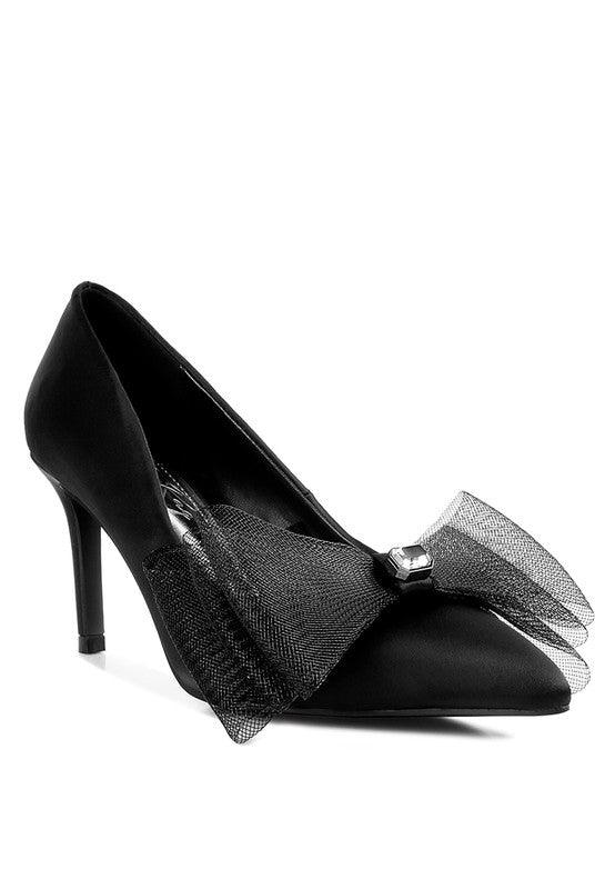 Odette Diamante Embellished Bow Stiletto Pumps - SAVLUXE
