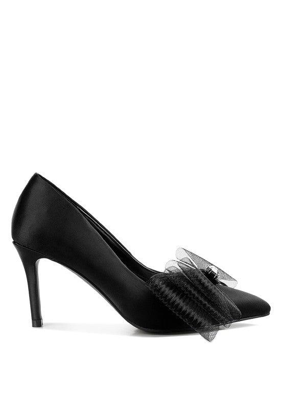 Odette Diamante Embellished Bow Stiletto Pumps - SAVLUXE