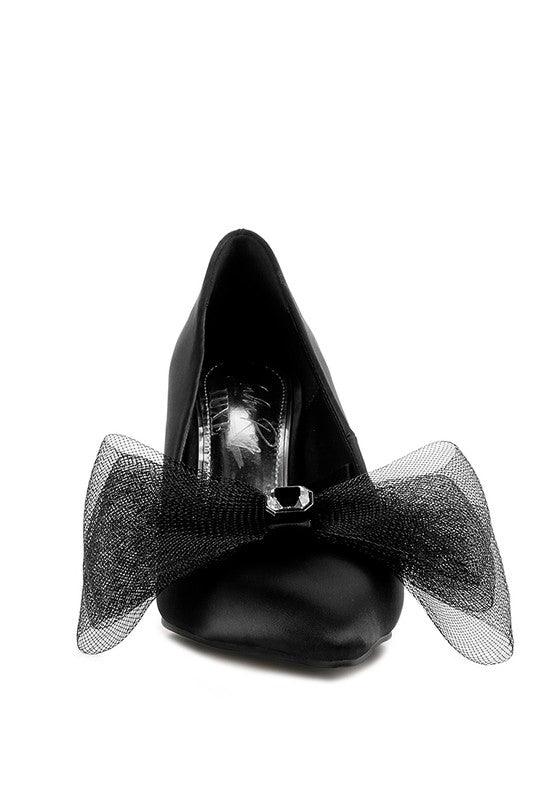 Odette Diamante Embellished Bow Stiletto Pumps - SAVLUXE