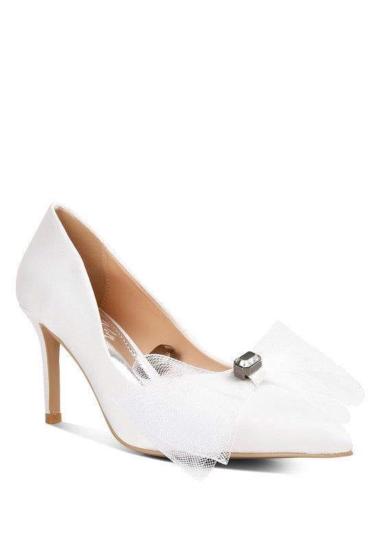 Odette Diamante Embellished Bow Stiletto Pumps - SAVLUXE