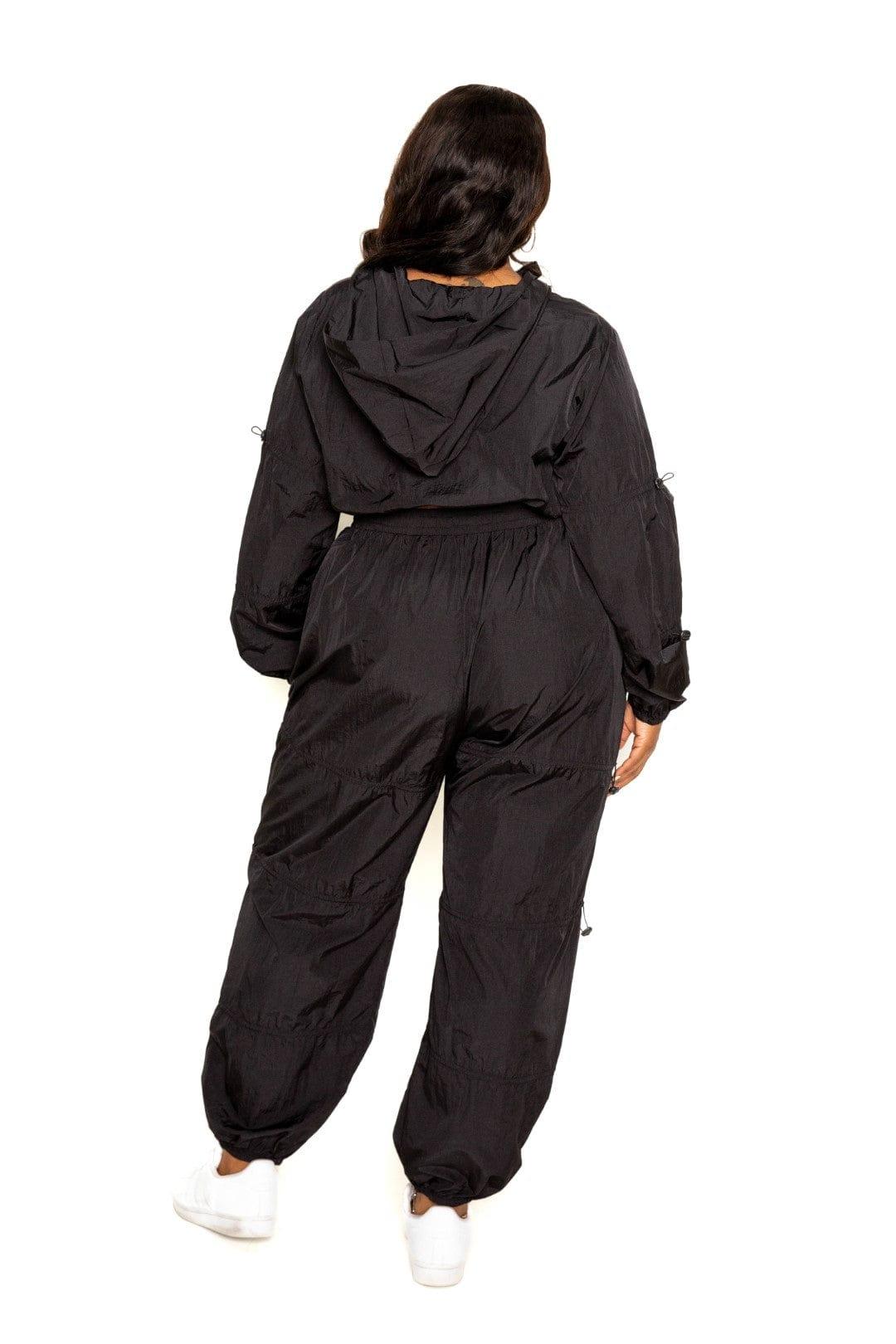 SAVLUXE Plus Size Active Zip Up Set With Cord Lock Detail