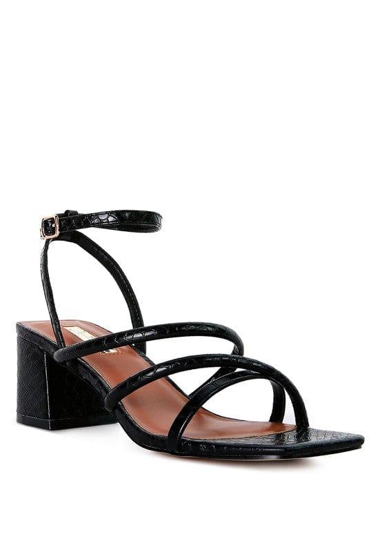 Rag Company SANDALS Black / 5 Right Pose Croc Mid Block Heel Casual Sandals