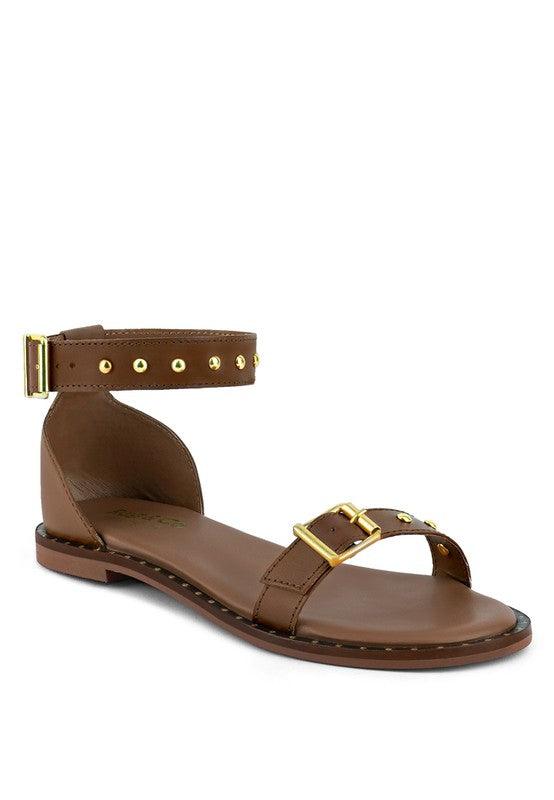 ROSEMARY Buckle Straps Flat Sandals - SAVLUXE