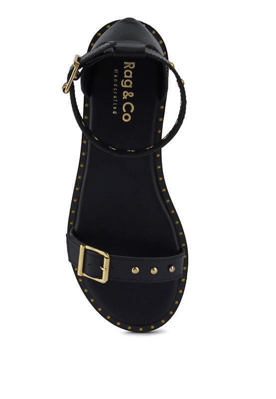 ROSEMARY Buckle Straps Flat Sandals - SAVLUXE