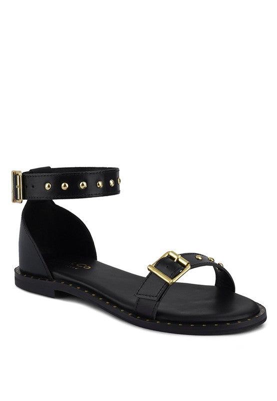 ROSEMARY Buckle Straps Flat Sandals - SAVLUXE
