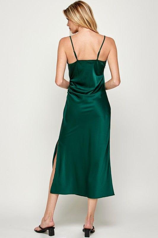 Sans Souci RUCHED WRAP SATIN MIDI DRESS