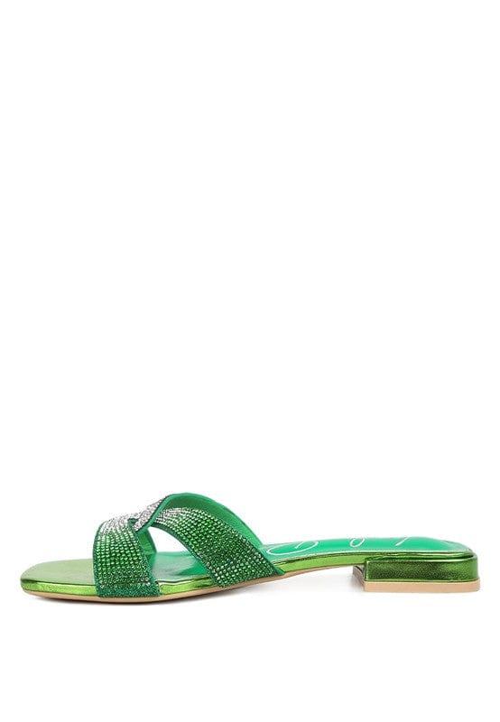 Rag Company Rum Cake Cross Strap Rhinestone Sandals