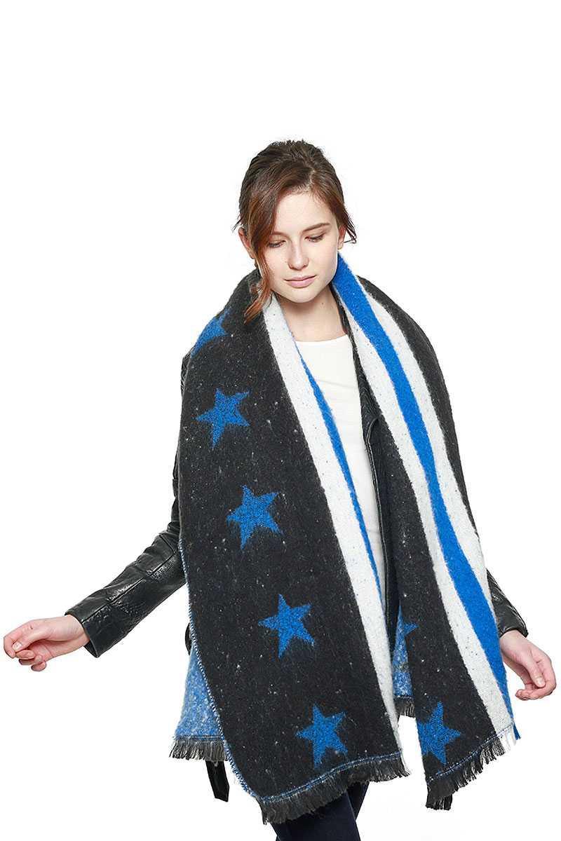 SAVLUXE Default Navy Stars & Stripe Oversized Scarf