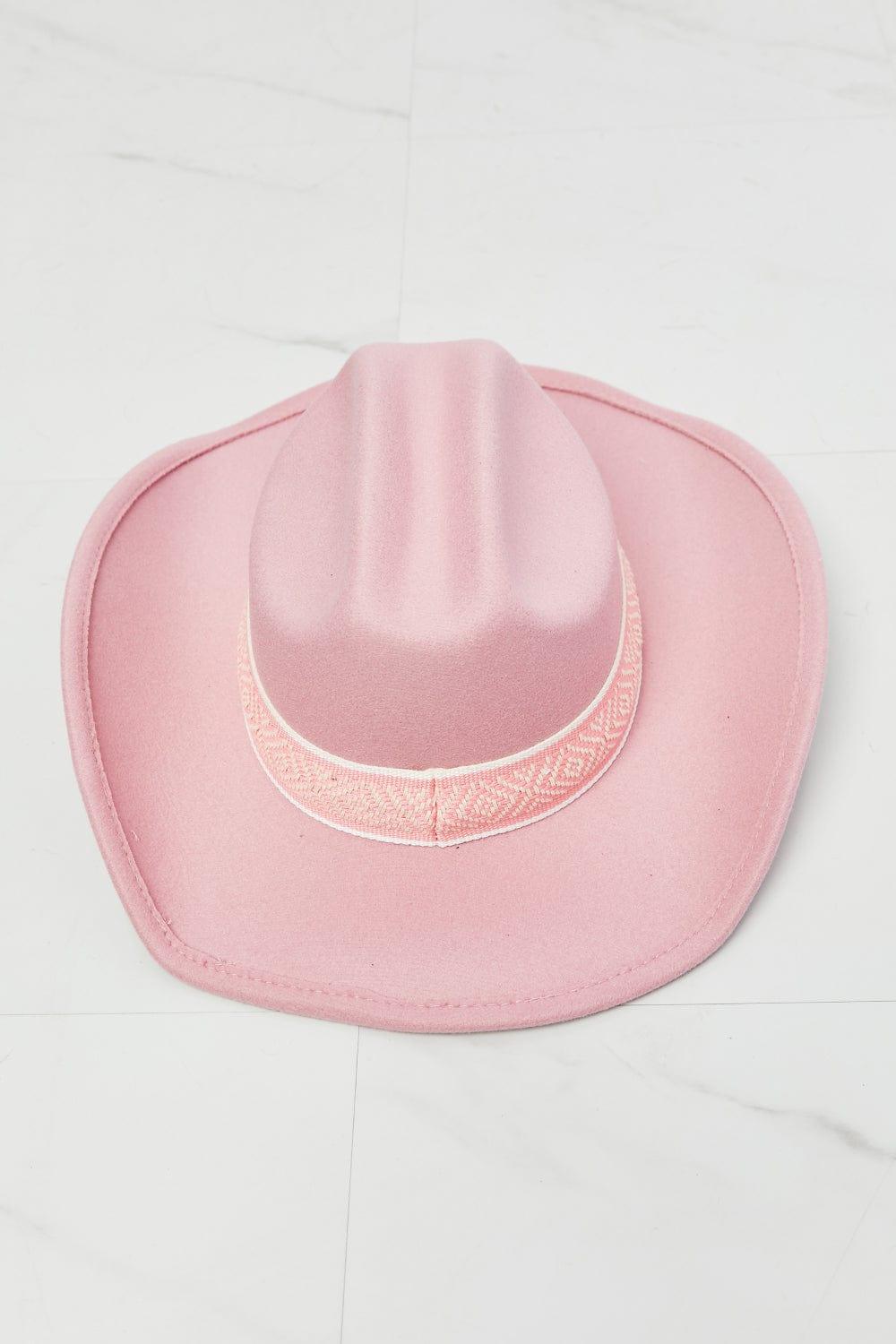 Trendsi Blush Pink / One Size Fame Western Cutie Cowboy Hat in Pink